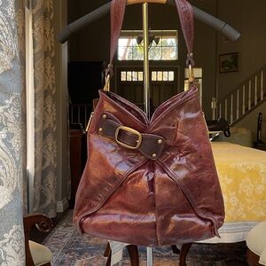 Kooba Deep Burgundy Leather Shoulder Bag